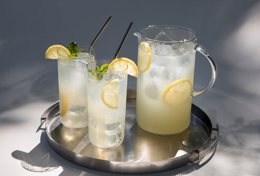 Lemonade, Pitcher - Jug, Tray, Lemon - Fruit, Drinking Glass